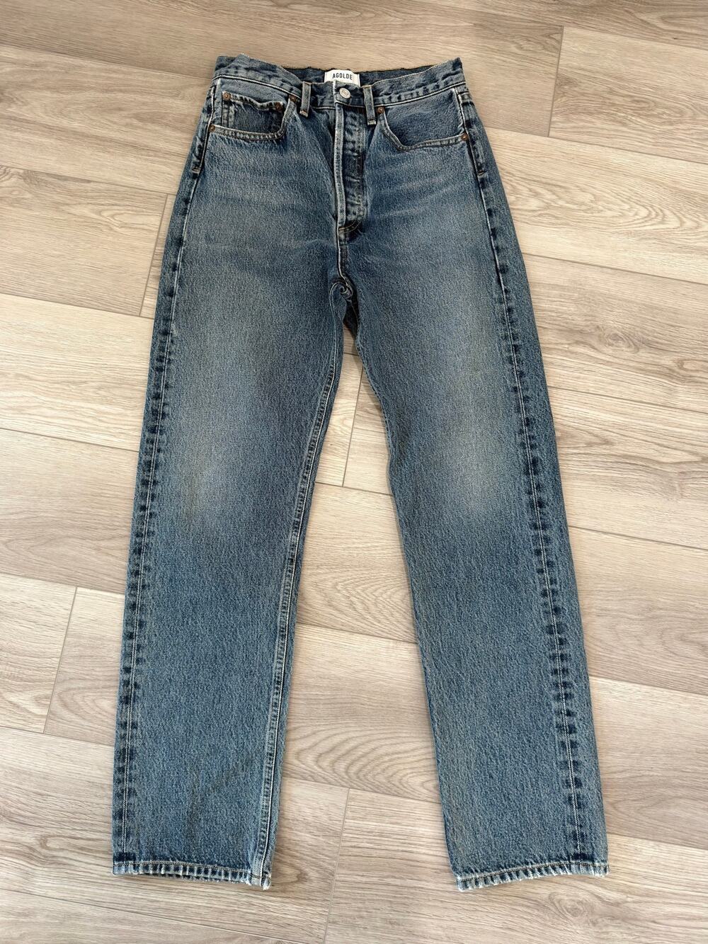 Agolde Pinch Waist High Rise Straight Blue Casual Cotton Jeans NWOT 25